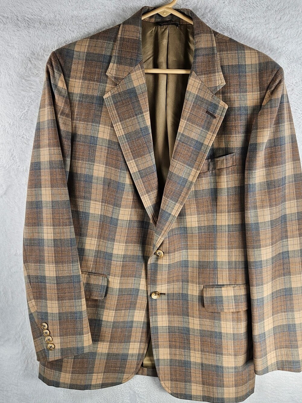 Vintage 70s Cricketeer Sport Coat Blazer Jacket Plaid Brown Men's Size 42R